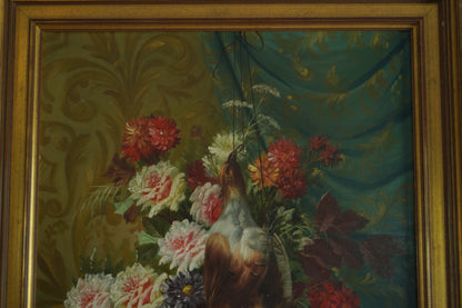 Signed Still Life with Game Birds, Fruit, and Floral Urn Attributed to Max Albert Carlier