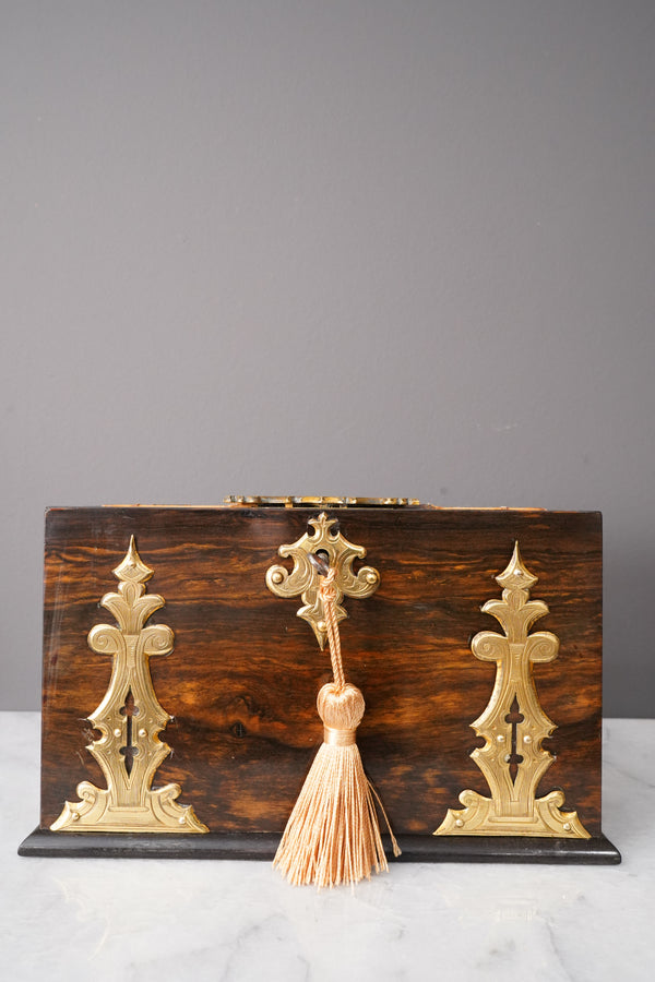Antique Rosewood Spring Opening Stationery Box