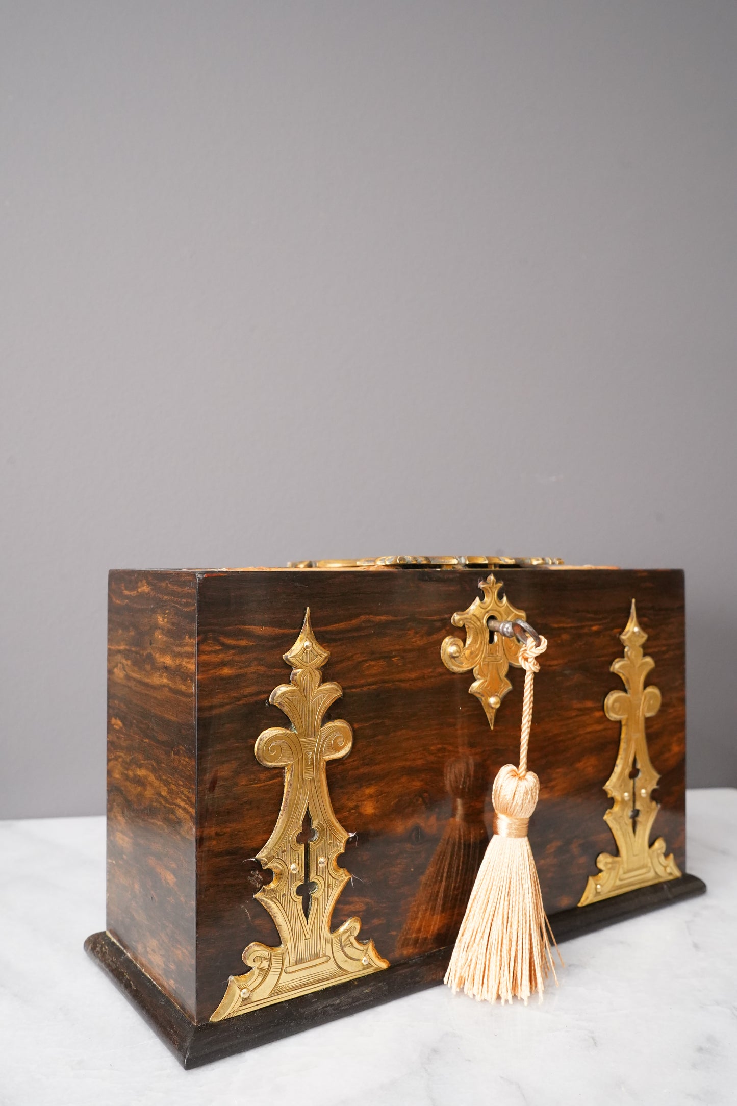 Antique Rosewood Spring Opening Stationery Box