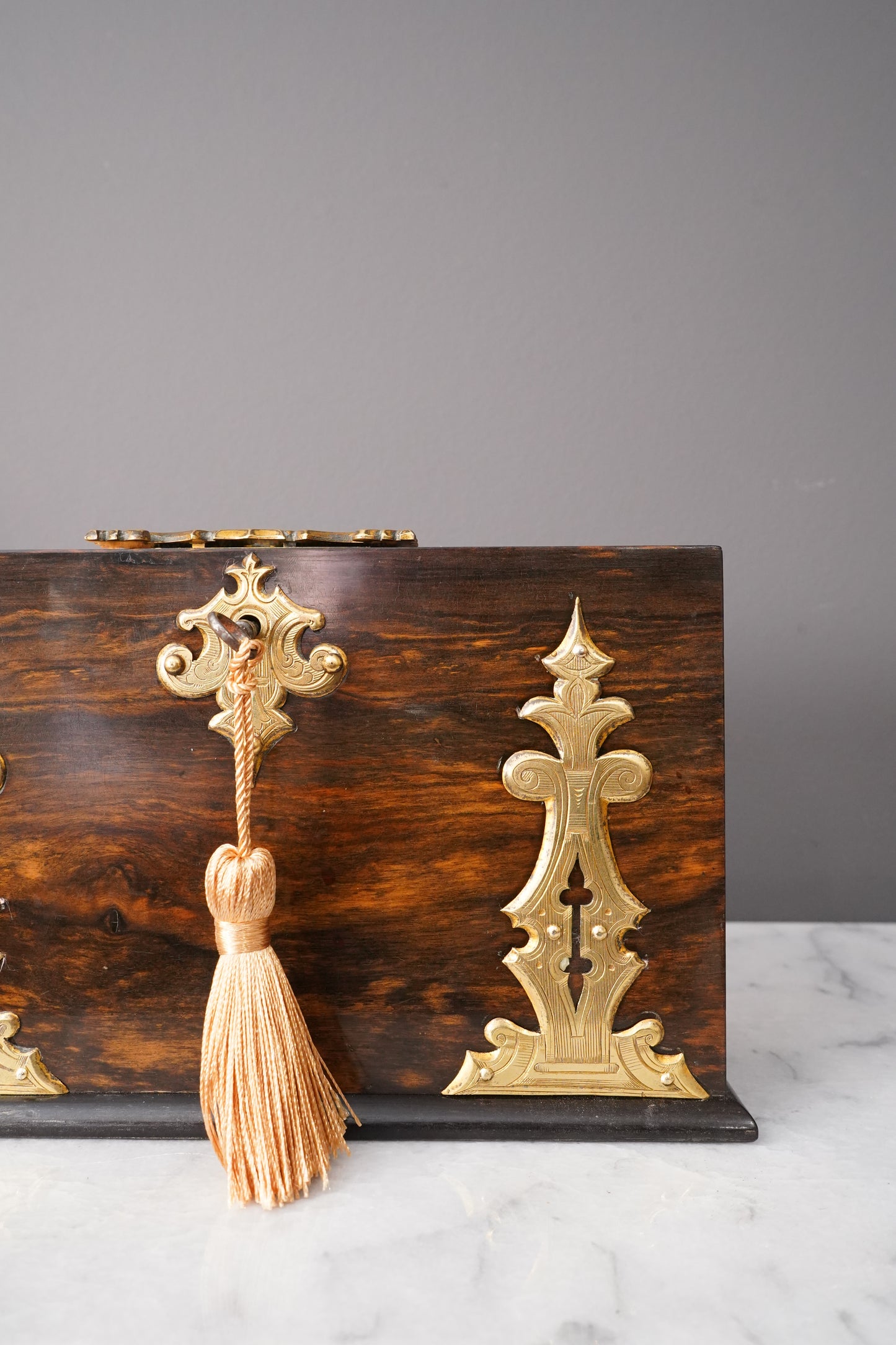 Antique Rosewood Spring Opening Stationery Box