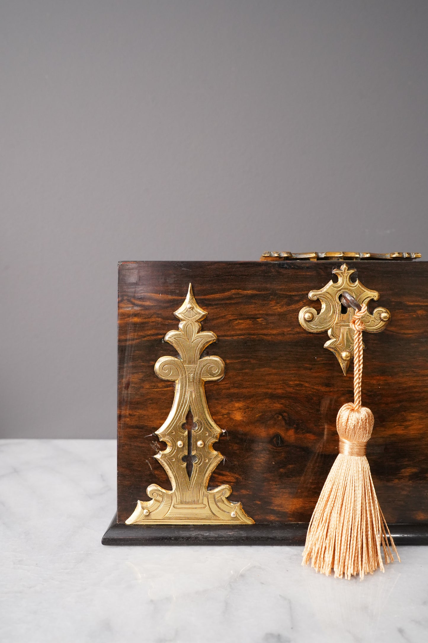 Antique Rosewood Spring Opening Stationery Box