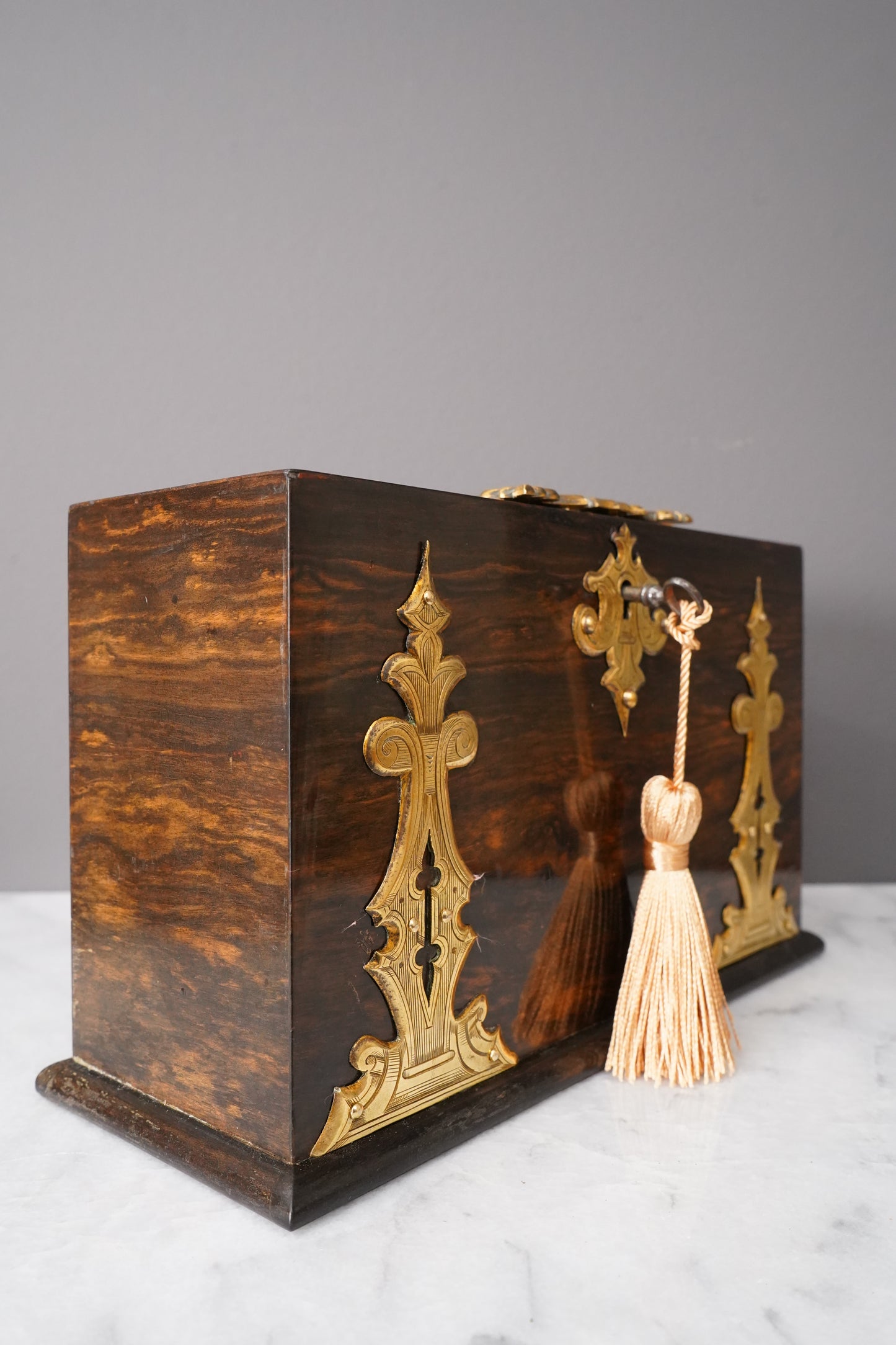 Antique Rosewood Spring Opening Stationery Box