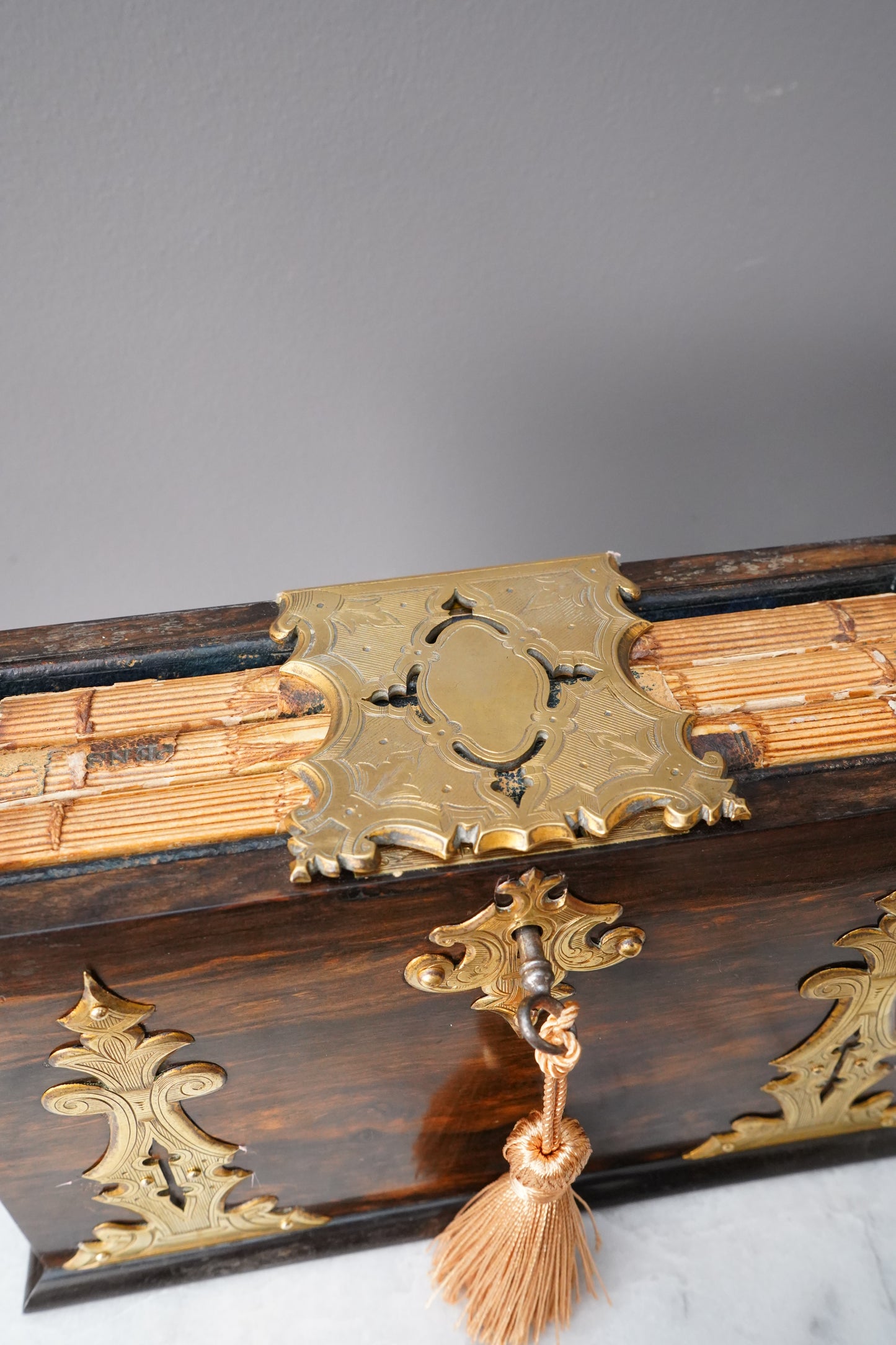 Antique Rosewood Spring Opening Stationery Box