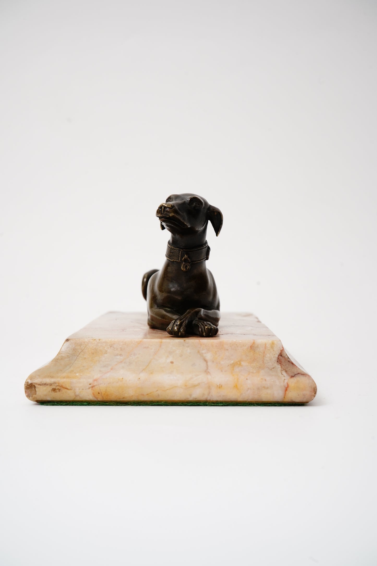 Antique Bronze Greyhound Dog Paperweight on Marble Base