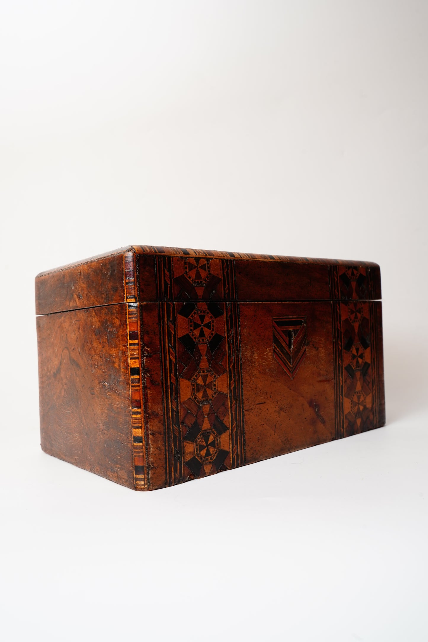 Antique Marquetry Inlaid Wood Box 19th Century European