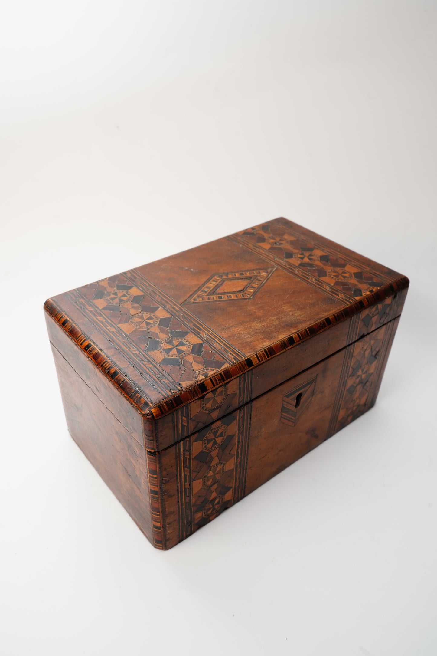 Antique Marquetry Inlaid Wood Box 19th Century European