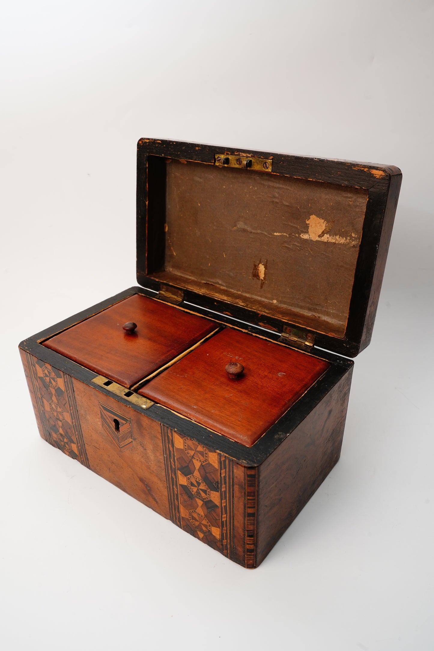 Antique Marquetry Inlaid Wood Box 19th Century European