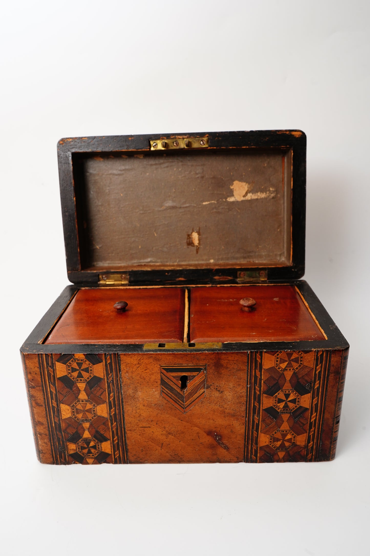 Antique Marquetry Inlaid Wood Box 19th Century European