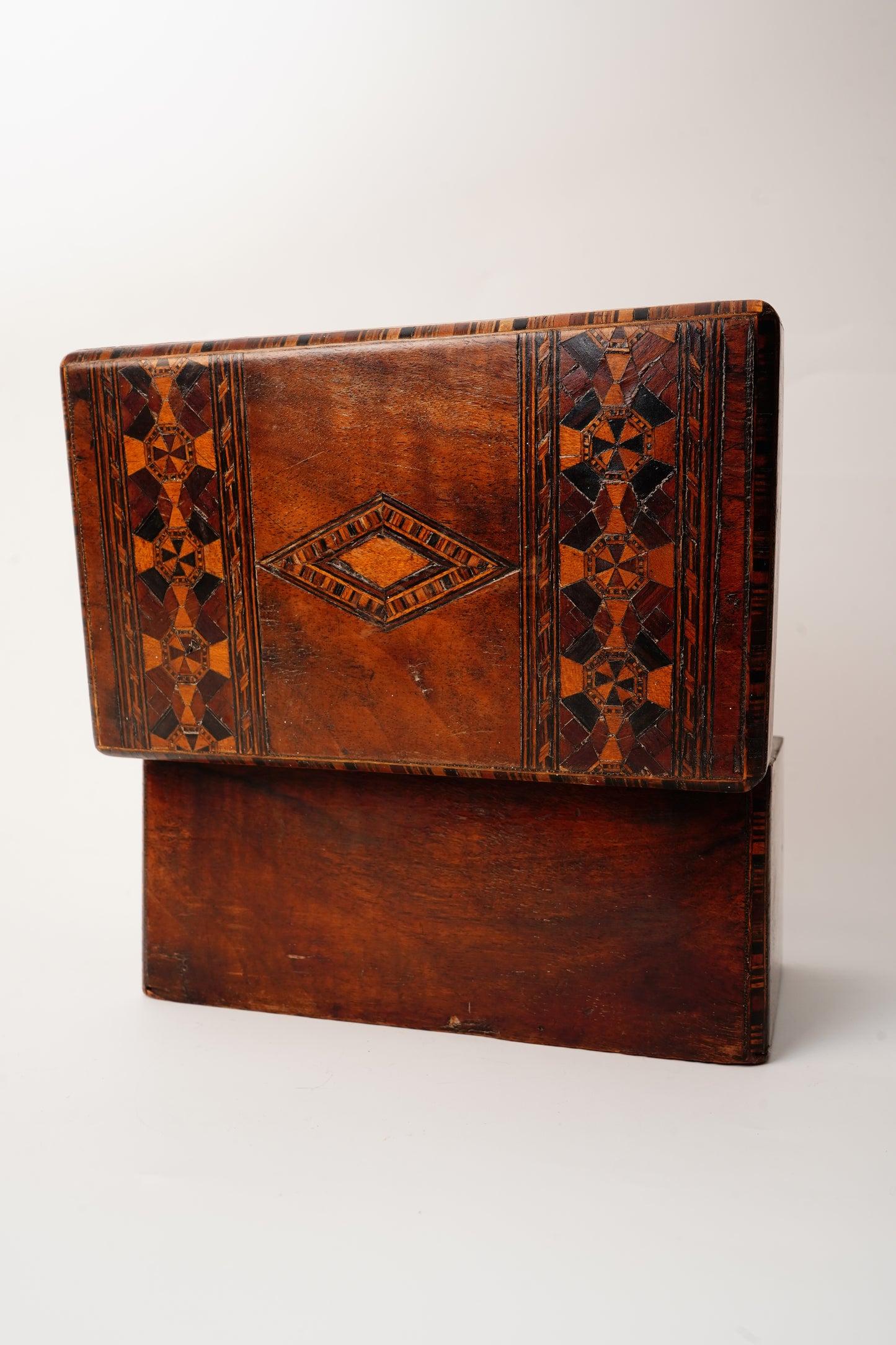 Antique Marquetry Inlaid Wood Box 19th Century European
