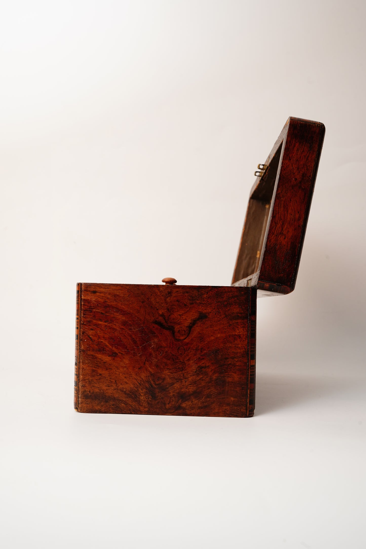 Antique Marquetry Inlaid Wood Box 19th Century European