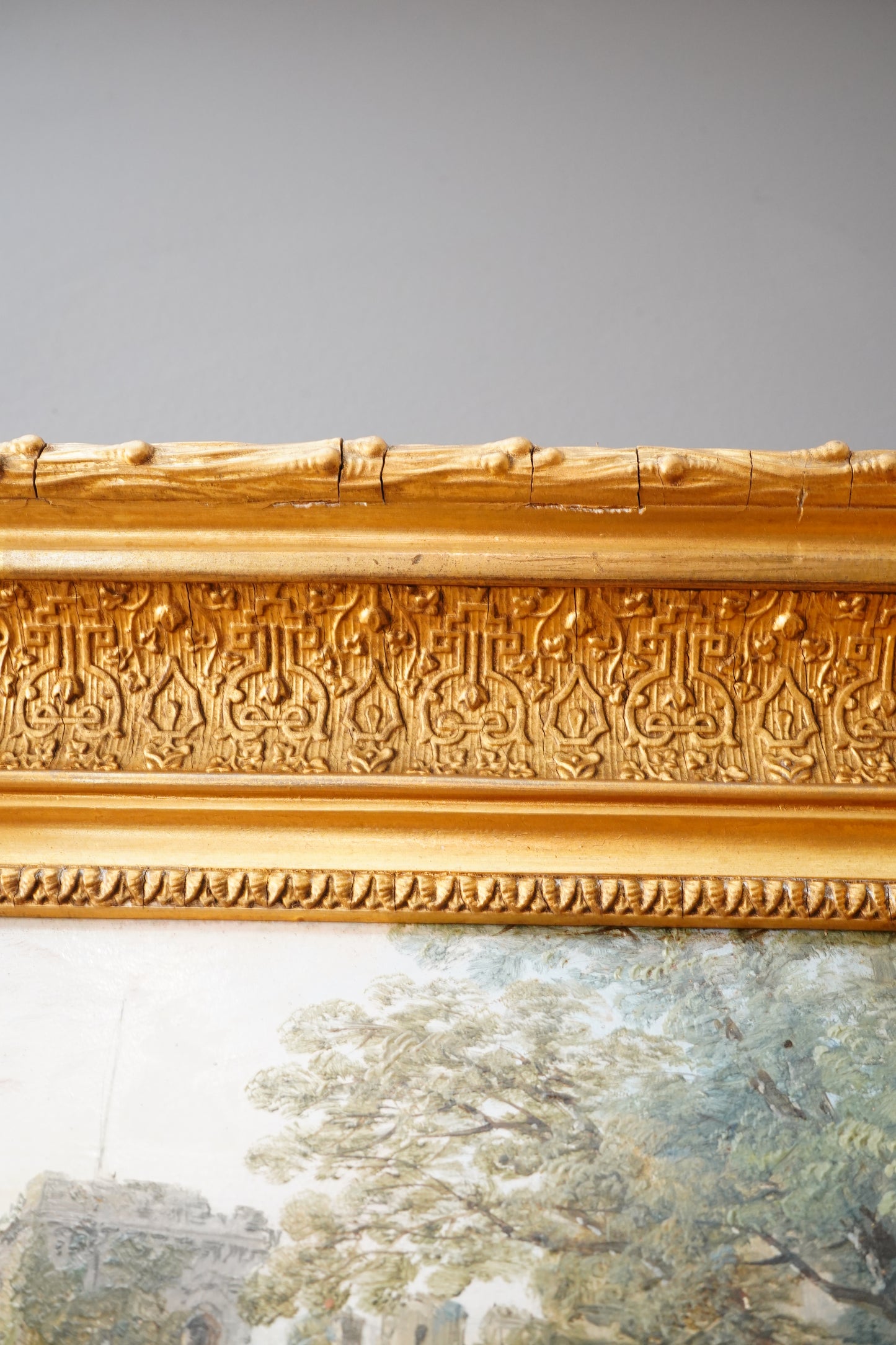 *Reserved for Beverly* Antique Victorian Oil Painting English Landscape Castle Ruins Gilt Frame