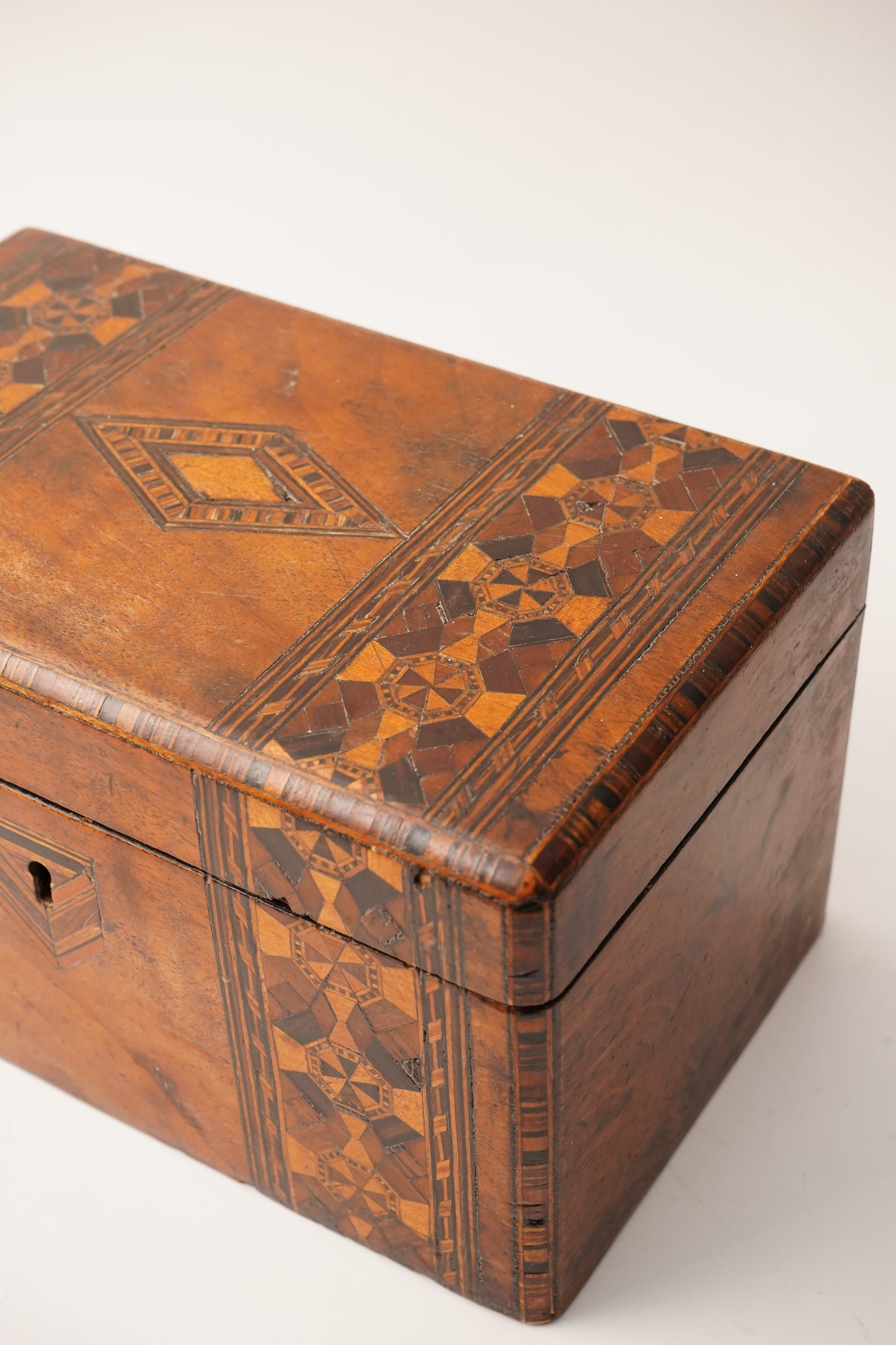 Antique Marquetry Inlaid Wood Box 19th Century European