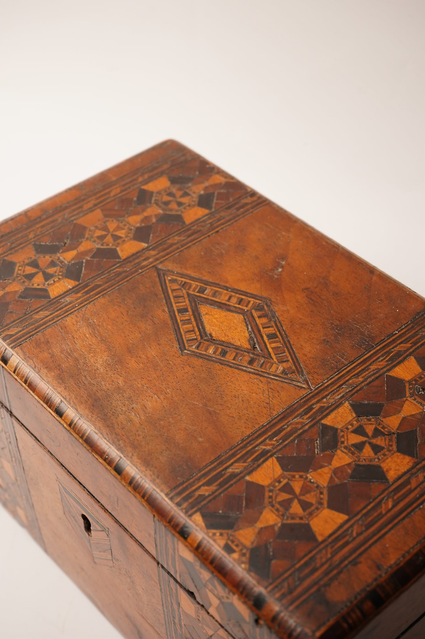 Antique Marquetry Inlaid Wood Box 19th Century European