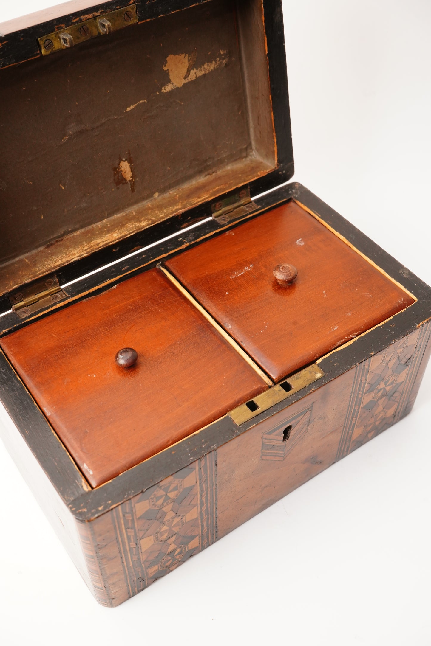 Antique Marquetry Inlaid Wood Box 19th Century European