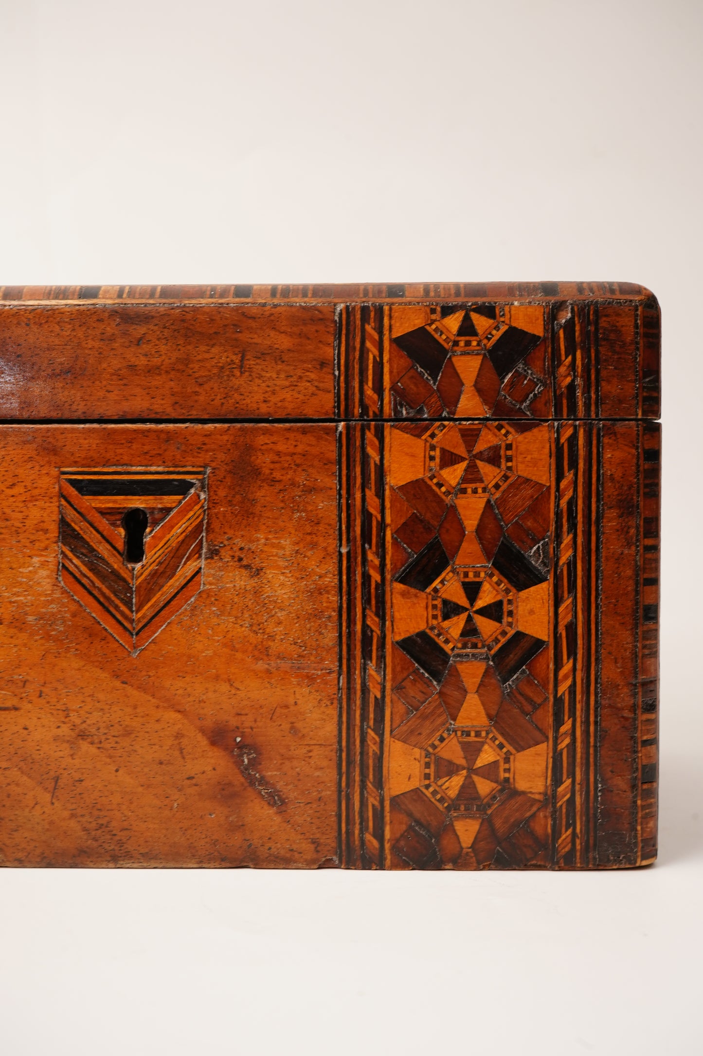 Antique Marquetry Inlaid Wood Box 19th Century European