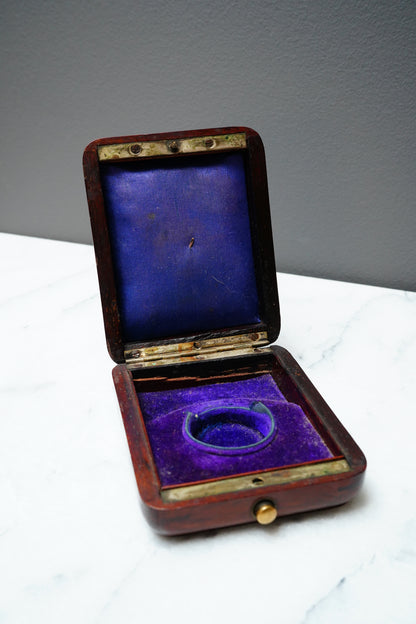 Antique Rosewood Pocket Watch Box with Mother-of-Pearl Monogram