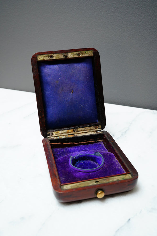 Antique Rosewood Pocket Watch Box with Mother-of-Pearl Monogram secondary view