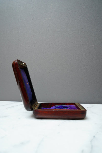 Antique Rosewood Pocket Watch Box with Mother-of-Pearl Monogram