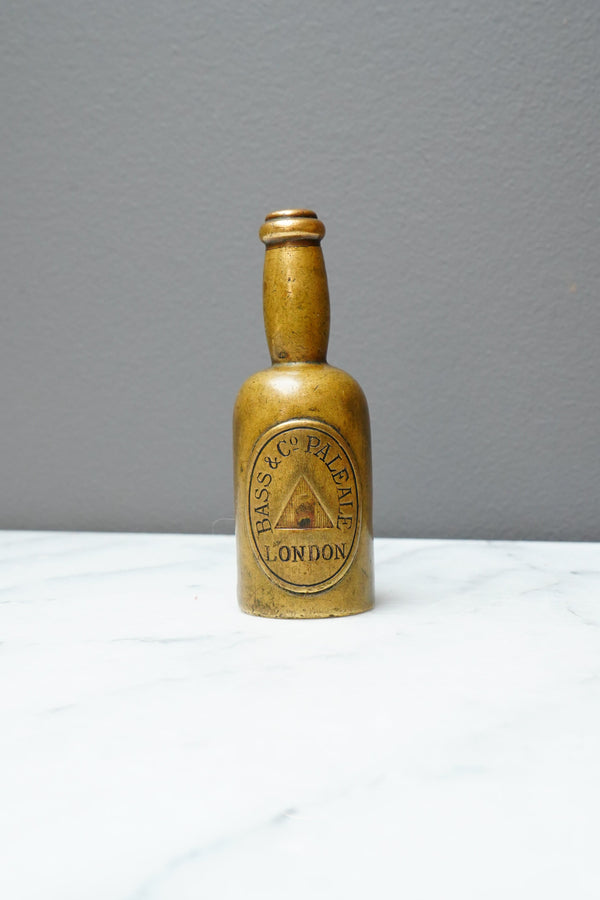 Antique Brass Bass & Co Pale Ale Bottle Vesta Case Match Safe