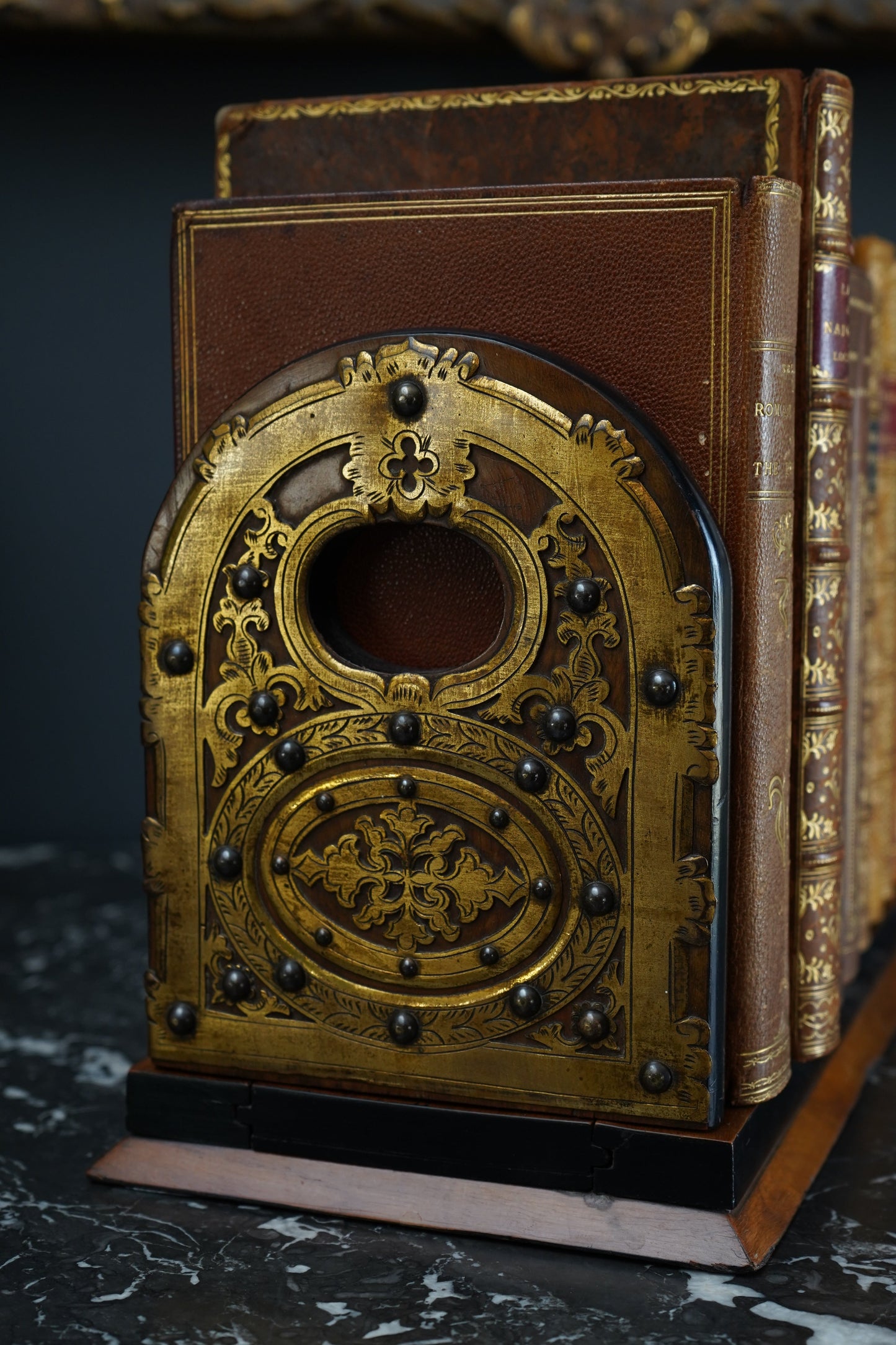 Antique Victorian Brass Mounted Collapsible Bookslide