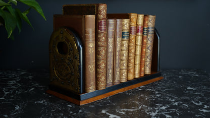 Antique Victorian Brass Mounted Collapsible Book Rack
