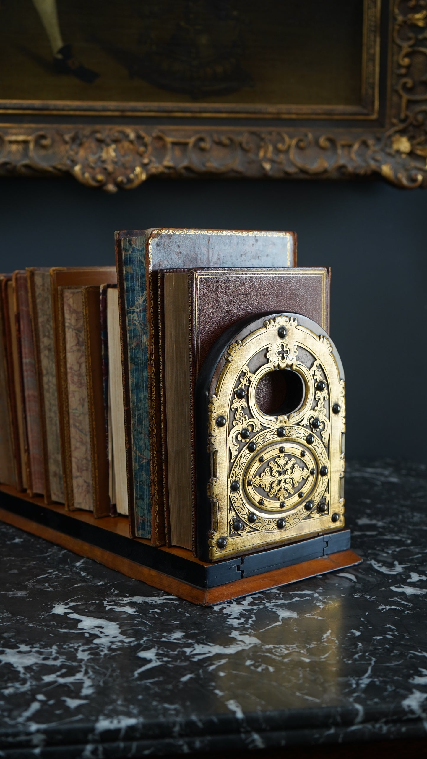 Antique Victorian Brass Mounted Collapsible Bookslide