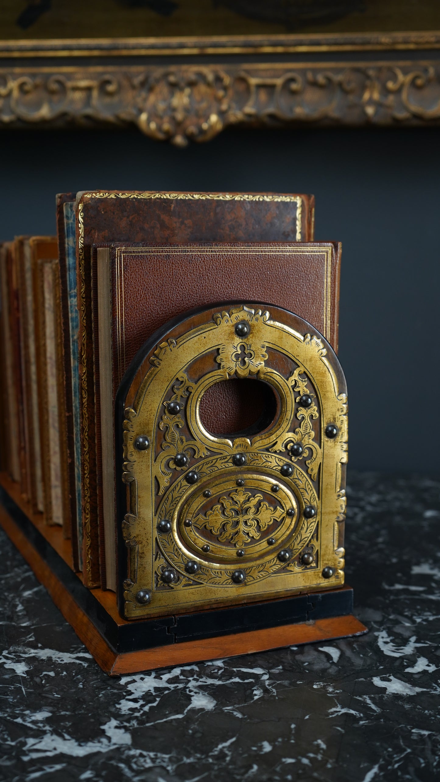 Antique Victorian Brass Mounted Collapsible Bookslide