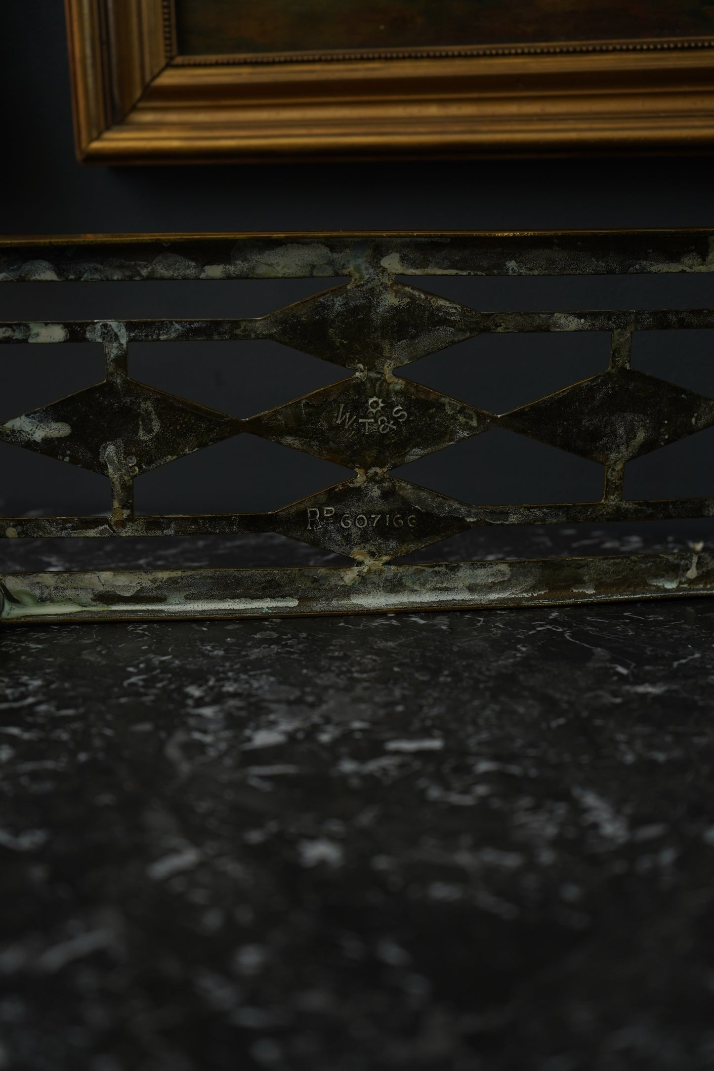 Antique Brass Footman Trivet Stool – Pierced Geometric Hearth Stand