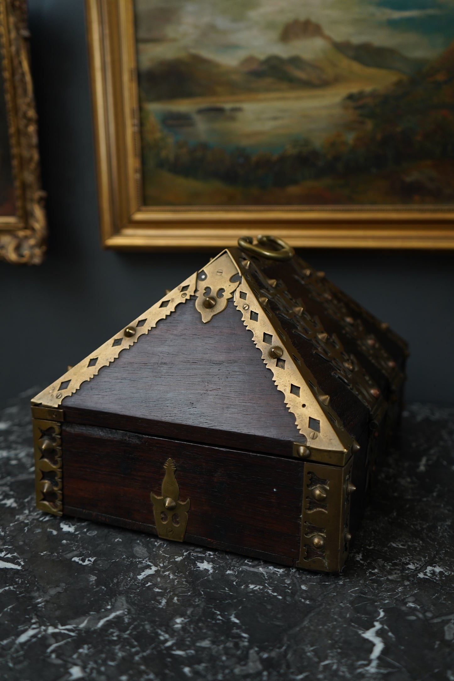 Antique Anglo-Indian Brass Mounted Keepsake Box | 19th Century Rosewood Storage Chest