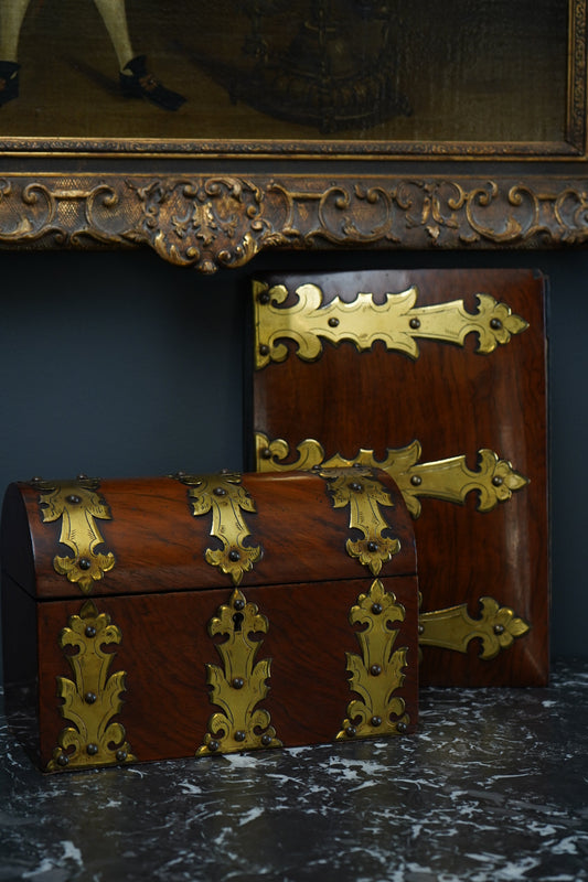 *RESERVED FOR DEBORAH* Victorian Rosewood Stationery Box and Blotter Case Desk Set