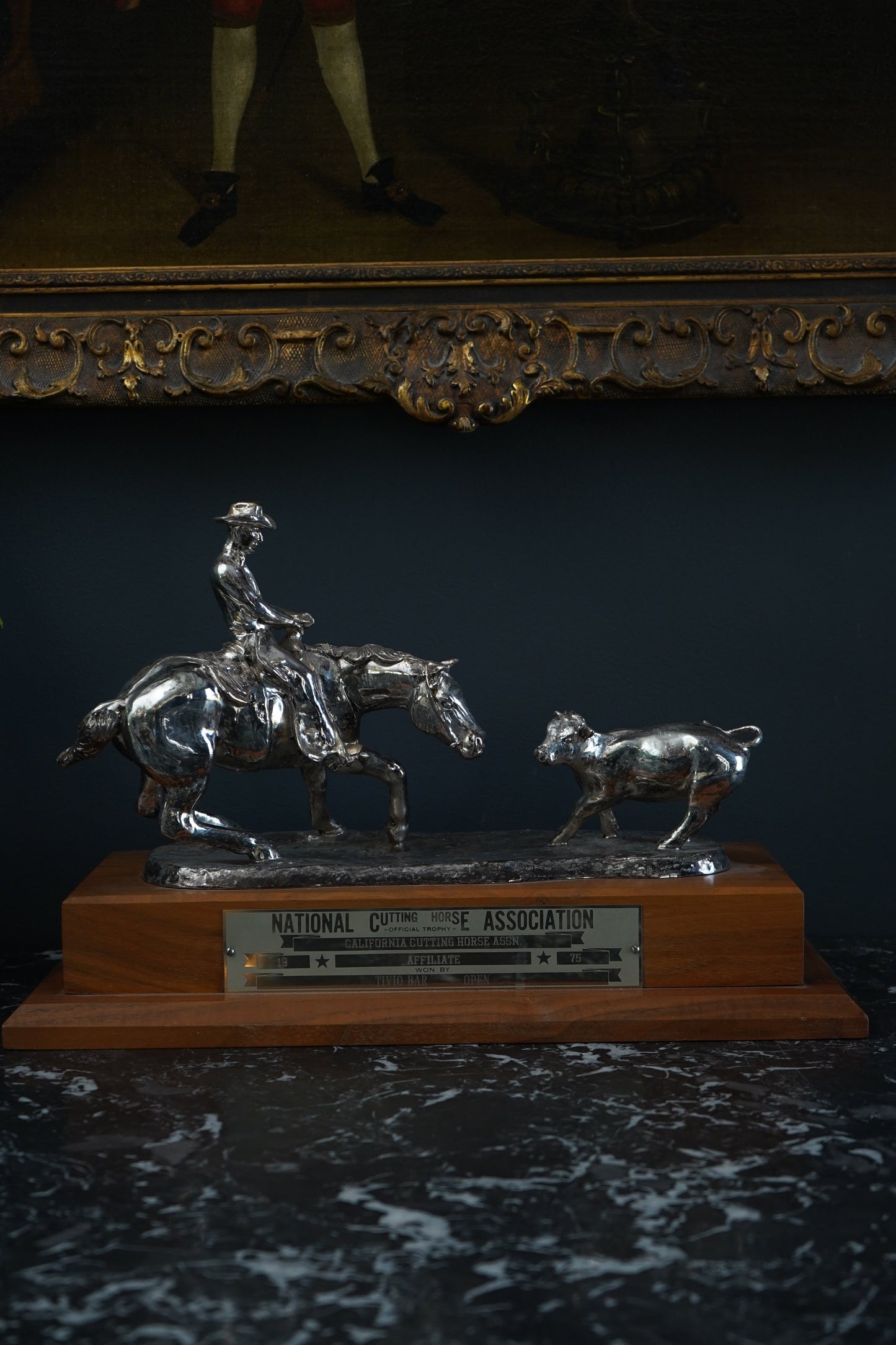 1975 National Cutting Horse Association Trophy – Western Equestrian Sculpture by Starlie