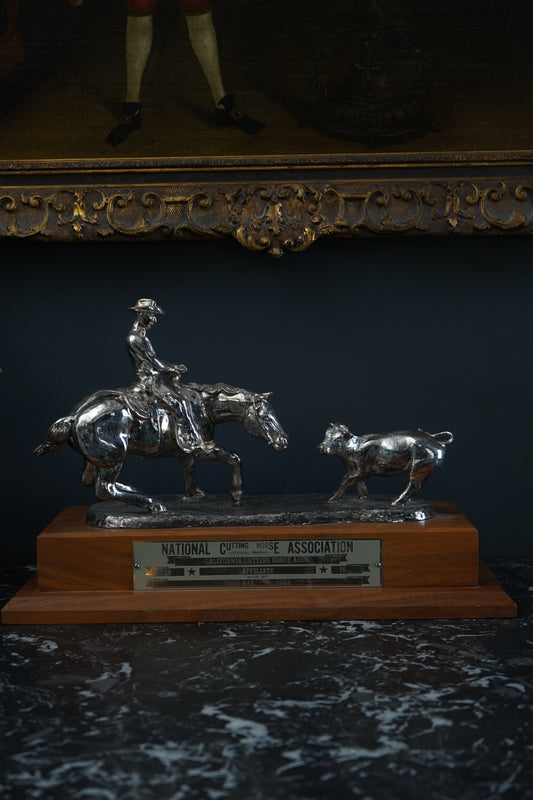 1975 National Cutting Horse Association Trophy – Western Equestrian Sculpture by Starlie