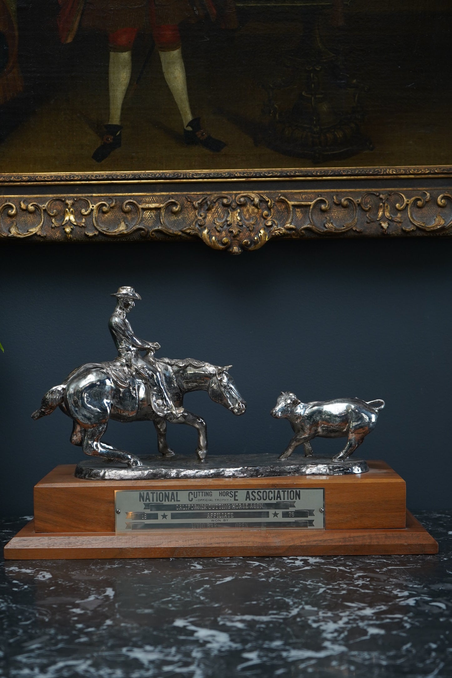 1975 National Cutting Horse Association Trophy – Western Equestrian Sculpture by Starlie