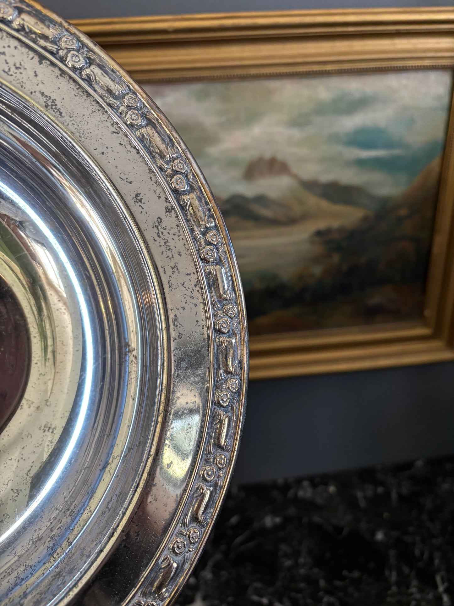 Antique Silver Plated Footed Serving Bowl