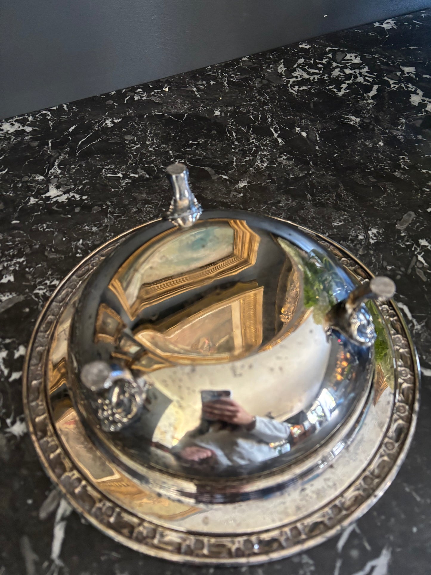 Antique Silver Plated Footed Serving Bowl