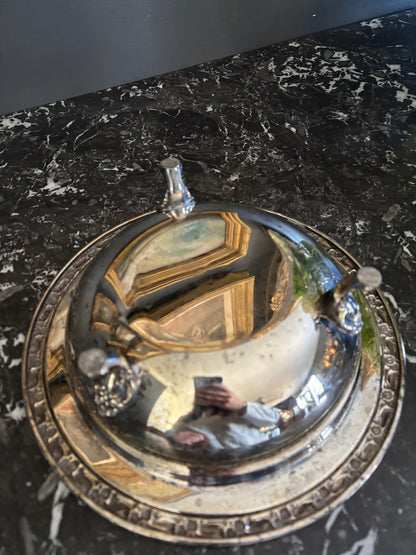 Antique Silver Plated Footed Serving Bowl