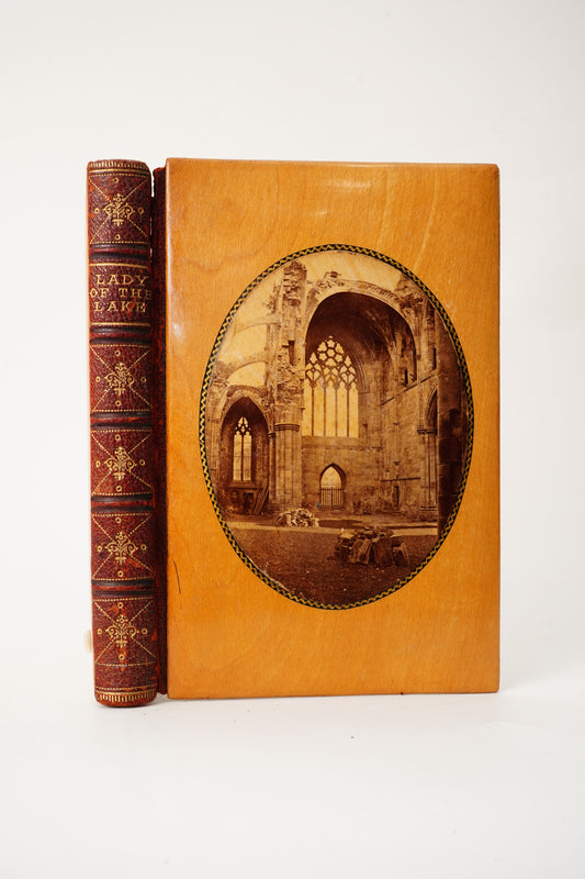 1874 Lady of the Lake Walter Scott Half Leather Wood Binding