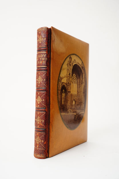 1874 Lady of the Lake Walter Scott Half Leather Wood Binding