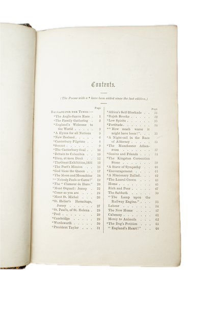 1851 Martin Tupper Ballads for the Times Gilt Leather Poetry