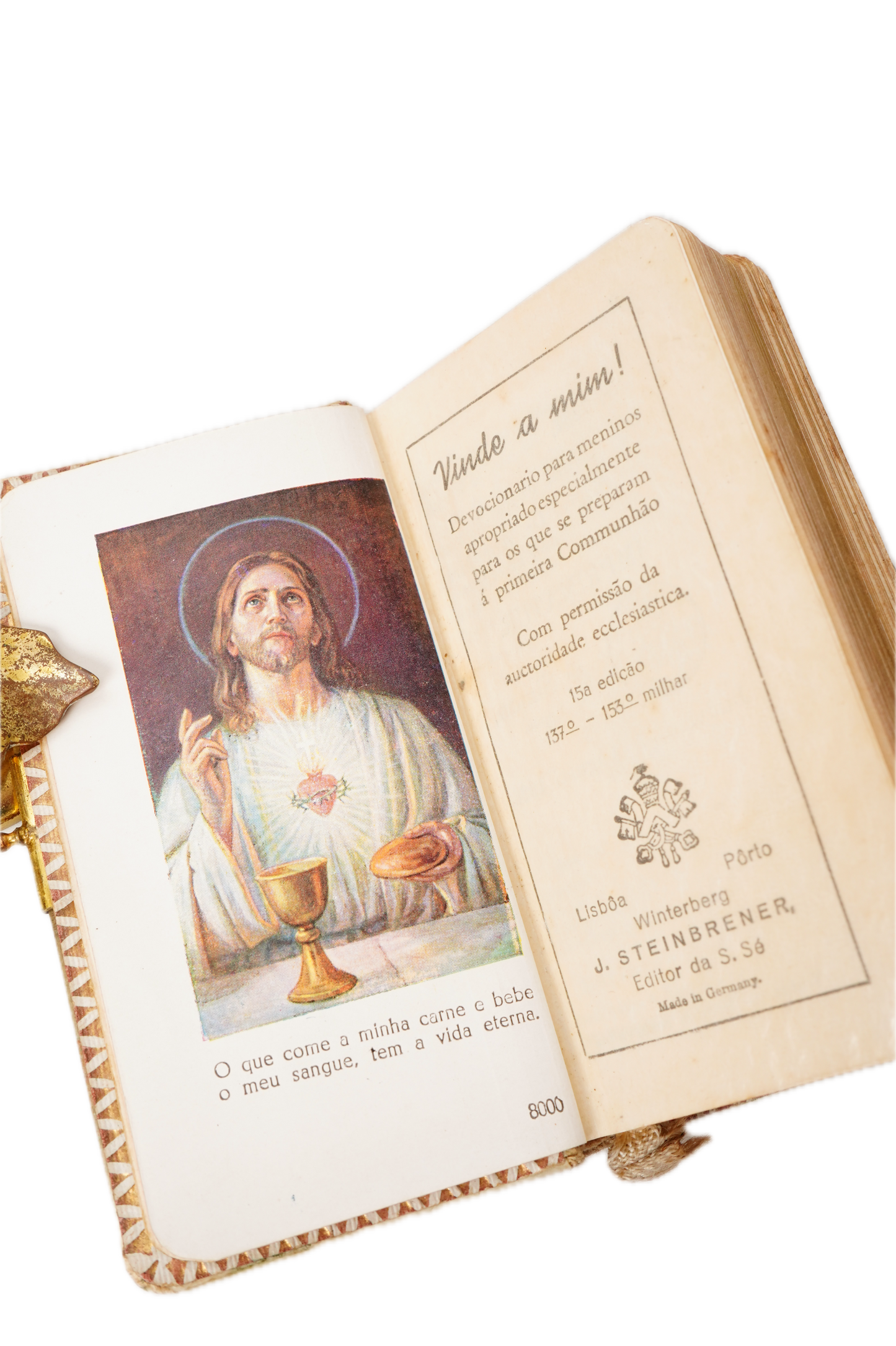 Antique Portuguese First Communion Prayer Book c. 1926 Miniature Religious