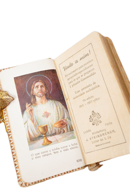 Antique Portuguese First Communion Prayer Book c. 1926 Miniature Religious
