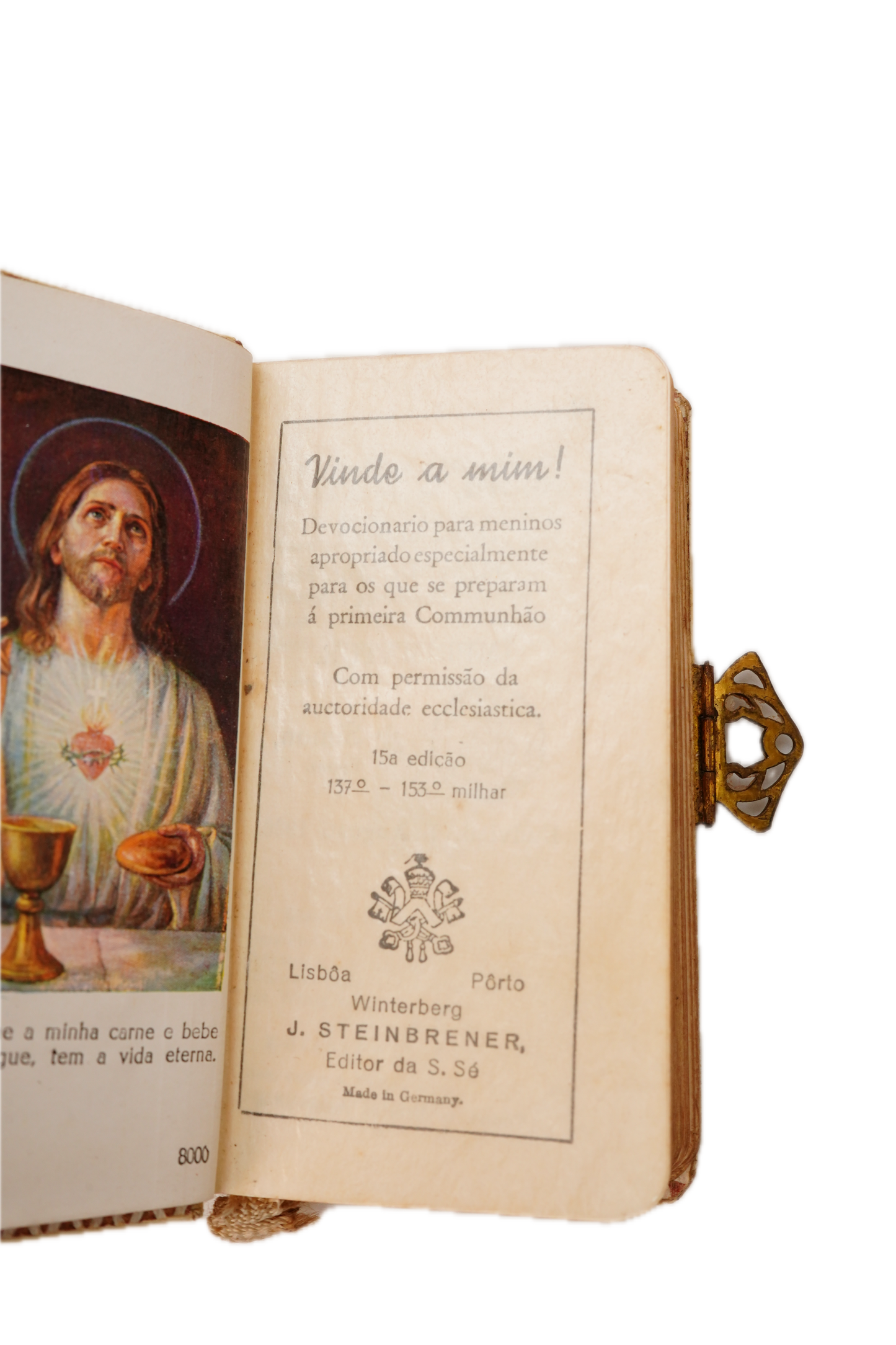Antique Portuguese First Communion Prayer Book c. 1926 Miniature Religious