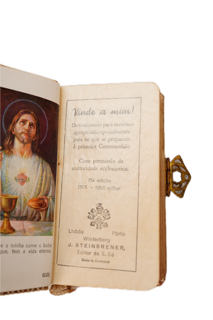 Antique Portuguese First Communion Prayer Book c. 1926 Miniature Religious