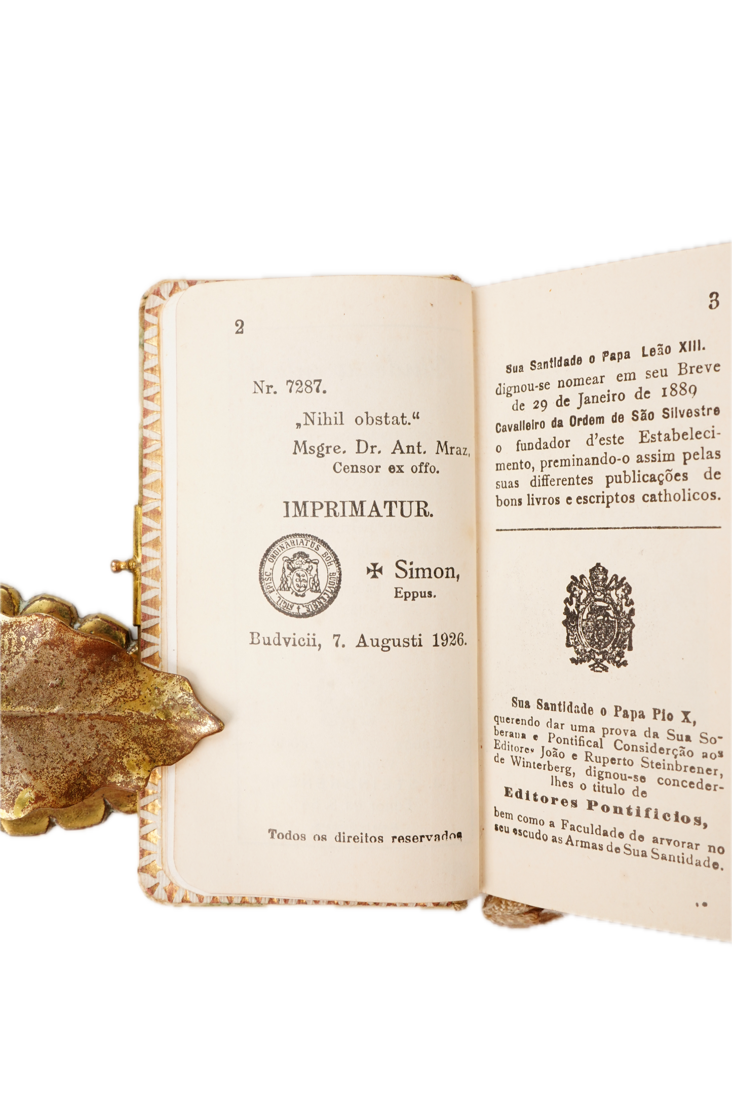 Antique Portuguese First Communion Prayer Book c. 1926 Miniature Religious