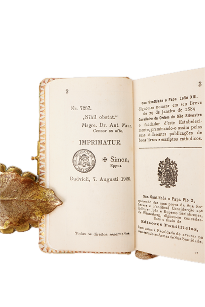 Antique Portuguese First Communion Prayer Book c. 1926 Miniature Religious