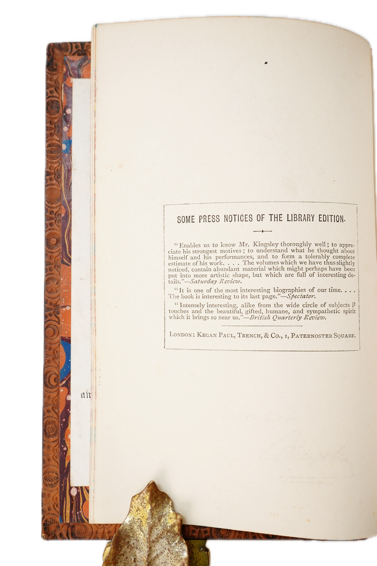 1882 Charles Kingsley Letters Memoirs Prize Binding 2 Vols