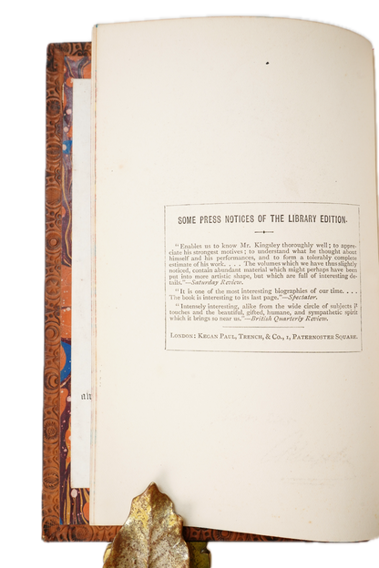 1882 Charles Kingsley Letters Memoirs Prize Binding 2 Vols