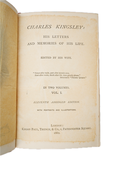 1882 Charles Kingsley Letters Memoirs Prize Binding 2 Vols