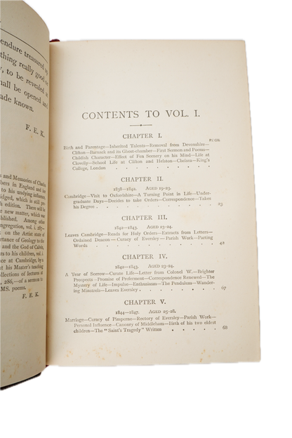 1882 Charles Kingsley Letters Memoirs Prize Binding 2 Vols