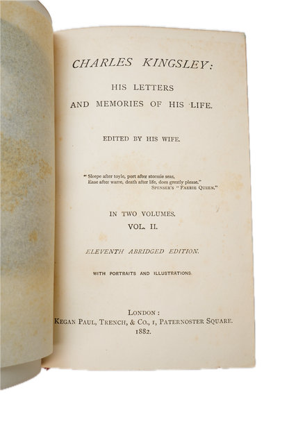 1882 Charles Kingsley Letters Memoirs Prize Binding 2 Vols